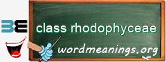 WordMeaning blackboard for class rhodophyceae